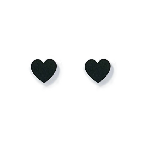 ER005B B.Tiff Black Anodized Stainless Steel Heart Stud Earrings