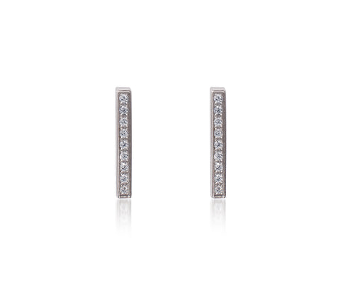 ER107W B.Tiff 9-Stone Short Bar Stainless Steel Earrings