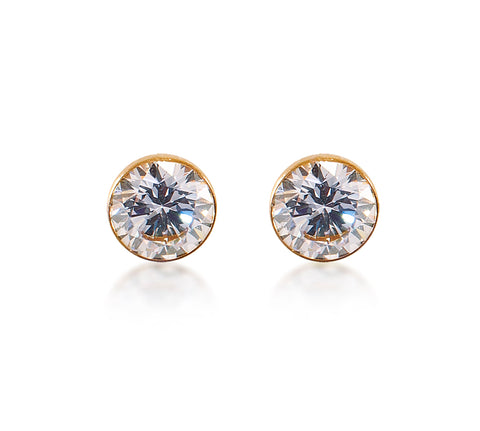 ER201G B.Tiff 2 ct Solitaire Gold Plated Stainless Steel Stud Earrings