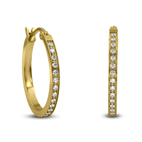 ER310W B.Tiff Pave 28-Stone Classic Stainless Steel Small Hoop Earrings