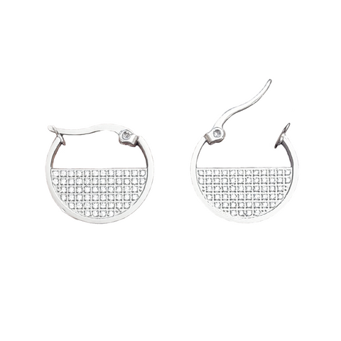 ER500W B.Tiff Pavé Lune Stainless Steel Earrings