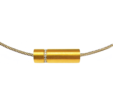 PT080G B.Tiff Gold Plated Pavé Rouleau Stainless Steel Pendant