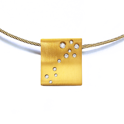 PT094G B.Tiff Gold Plated Pavé Galaxie Stainless Steel Pendant