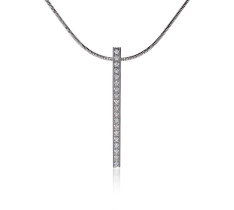 PT107W B.Tiff 18-Stone Stainless Steel Bar Pendant Necklace