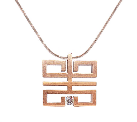 PT114RG B.Tiff Feliĉo Rose Gold Plated Stainless Steel Pendant Necklace