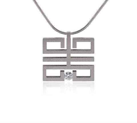 PT114W B.Tiff Feliĉo Stainless Steel Pendant Necklace