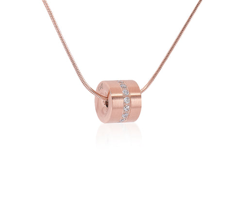 PT118RG B.Tiff Barrel Rose Gold Plated Stainless Steel Pendant Necklace