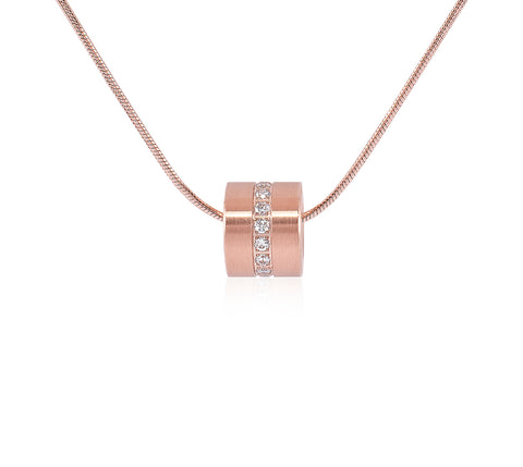 PT118RG B.Tiff Barrel Rose Gold Plated Stainless Steel Pendant Necklace