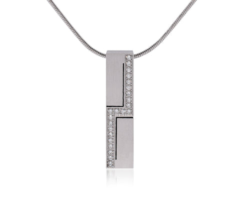 PT129W B.Tiff Cross Body Stainless Steel Pendant Necklace