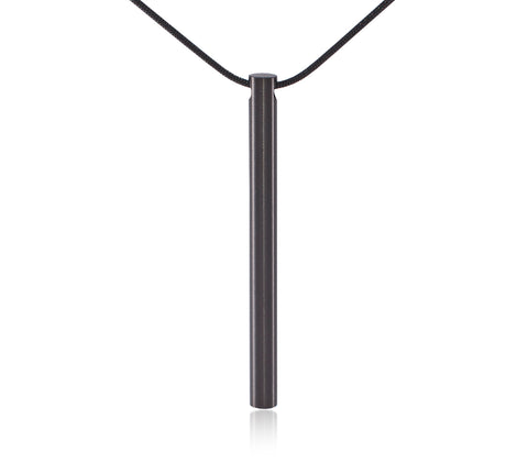 PT300B B.Tiff Plain Bar Black Anodized Stainless Steel Pendant Necklace