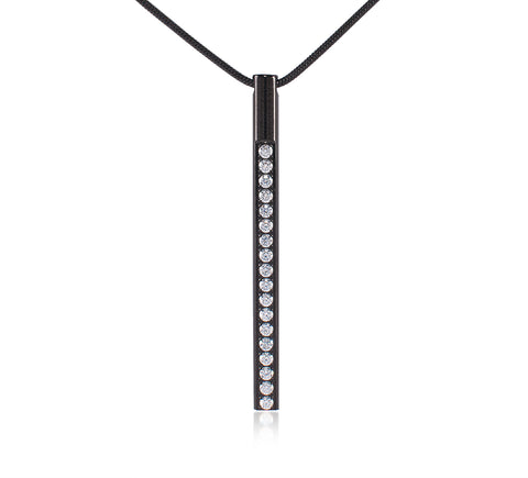 PT318G B.Tiff Pave Gold Plated Stainless Steel Bar Pendant