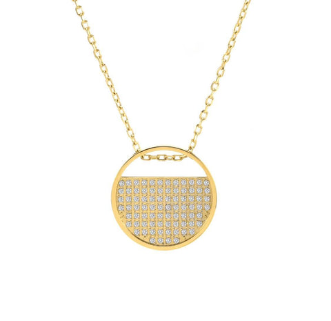 PT500G B.Tiff Gold Plated Pavé Lune Stainless Steel Pendant