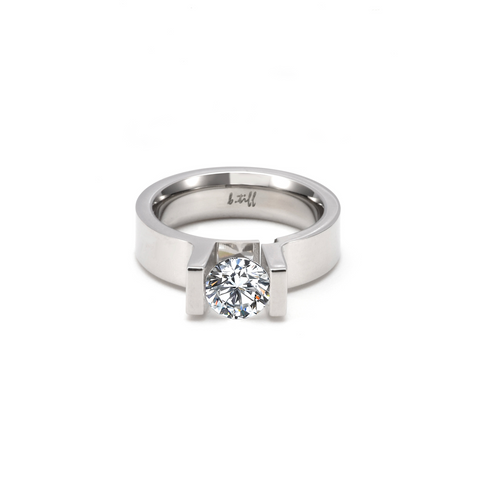 RG074W B.Tiff Round Stainless Steel Solitaire Engagement Ring