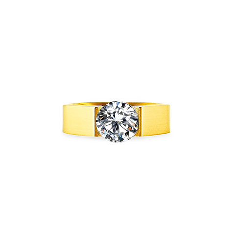 RG093G B.Tiff 2 ct Round Gold Plated Stainless Steel Solitaire Engagement Ring