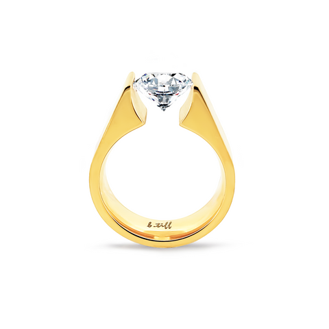 RG093G B.Tiff 2 ct Round Gold Plated Stainless Steel Solitaire Engagement Ring