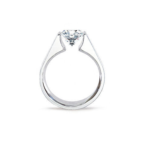 RG093W B.Tiff 2 ct Round Stainless Steel Solitaire Engagement Ring