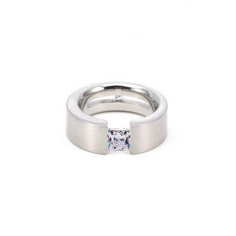 RG094W  B.Tiff 1 ct Double Sided Princess Cut Stainless Steel Solitaire Ring