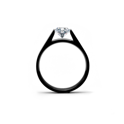RG096B B.Tiff .75 ct Black Anodized Stainless Steel Round Solitaire Engagement Ring