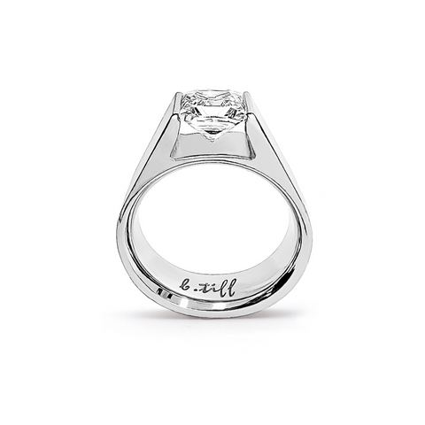 RG097W B.Tiff 1 ct Stainless Steel Princess Cut Solitaire Ring