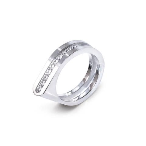 RG098 B.Tiff Pavé Carrée Stainless Steel Ring