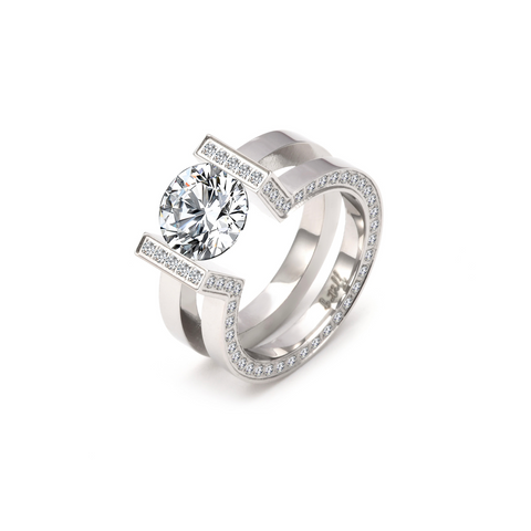 RG108W B.Tiff 2 ct Round Solitaire Interlocking Engagement Ring