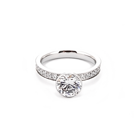 RG112W B.Tiff 2 ct Pavé Stainless Steel Eternity Solitaire Engagement Ring