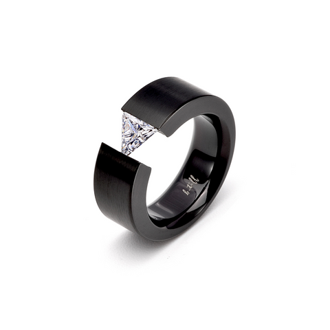 RG113B B.Tiff 1 ct Malfinia Black Anodized Stainless Steel Trillion Cut Solitaire Ring