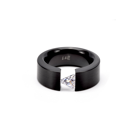 RG113B B.Tiff 1 ct Malfinia Black Anodized Stainless Steel Trillion Cut Solitaire Ring