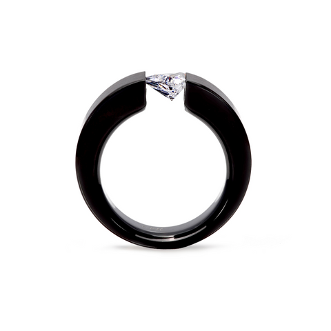 RG113B B.Tiff 1 ct Malfinia Black Anodized Stainless Steel Trillion Cut Solitaire Ring