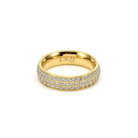 RG130G B.Tiff Three-Row Gold Plated Stainless Steel Eternity Ring