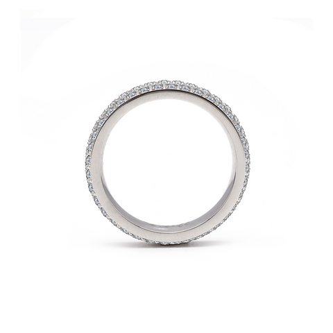 RG130W B.Tiff Three-Row Pave Stainless Steel Eternity Ring