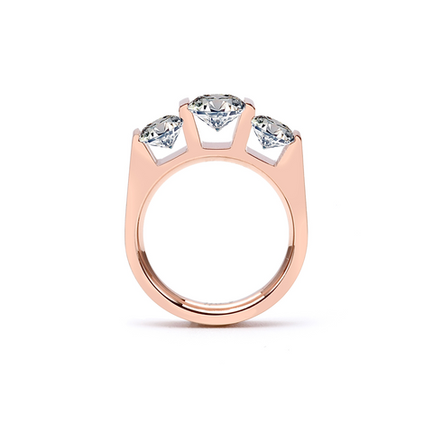 RG203RG B.Tiff 3-Stone Cushion Cut Rose Gold Plated Stainless Steel Engagement Ring