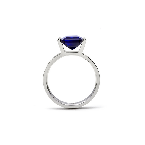 RG210WBL B.Tiff 3 ct Blue Emerald Cut Stainless Steel Engagement Ring