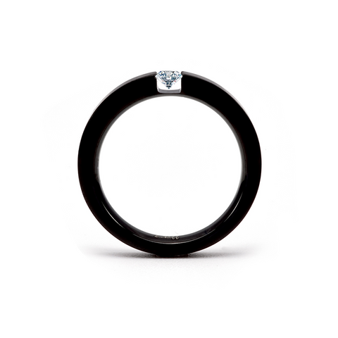 RG301B B.Tiff .12 ct Princess Cut Black Anodized Stainless Steel Solitaire Ring