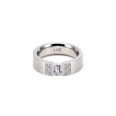 RG608W B.Tiff "Amikoj" 1/3 ct Emerald Cut Stainless Steel Ring